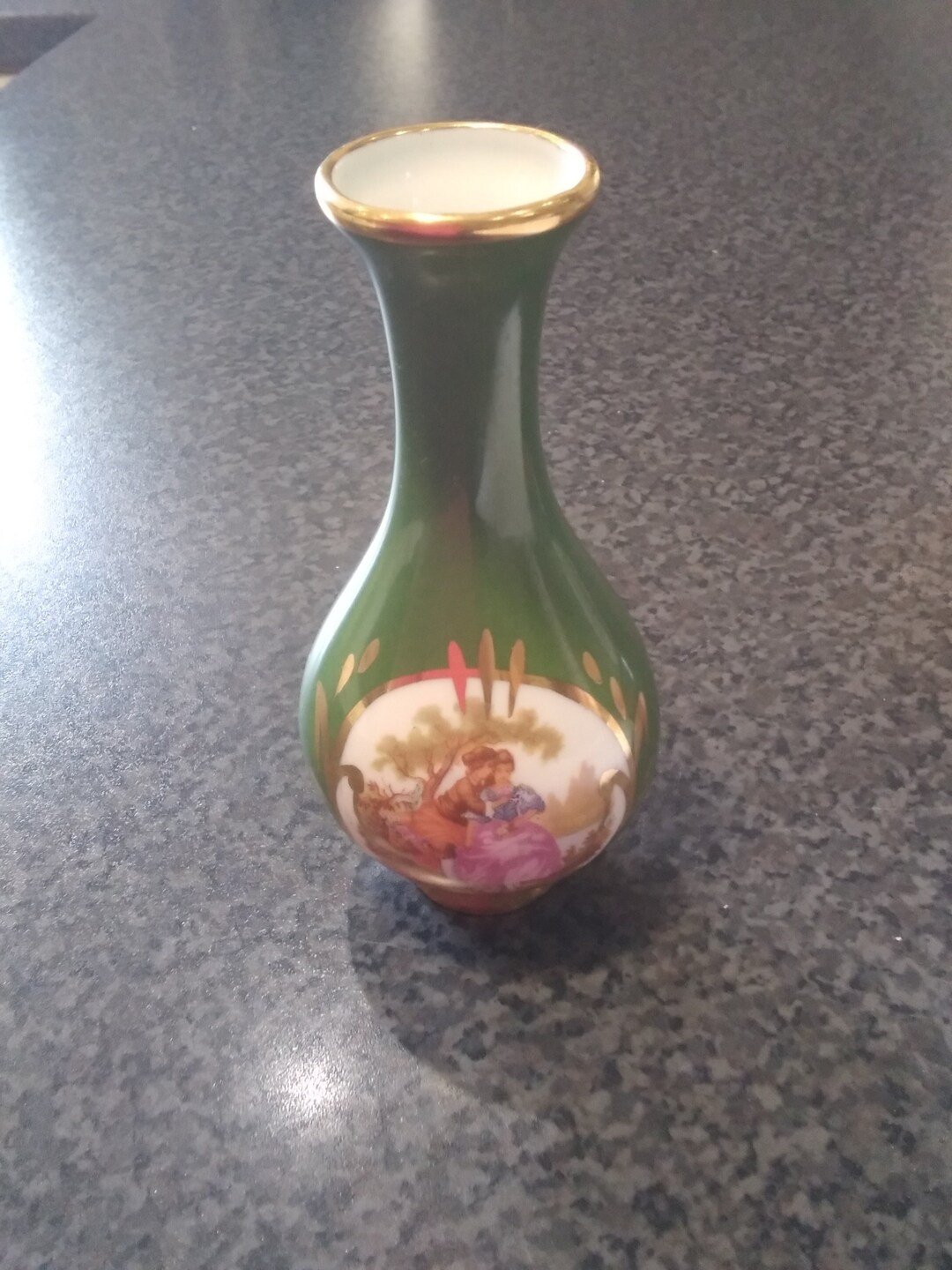 Vintage La Reine Limoges Fine Porcelain Made in France 5 Inch Tall Stem