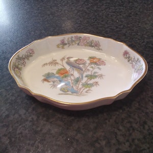 Vintage jaren 1970 Wedgewood Bone China 'Kutani Crane' Trinket Schotel