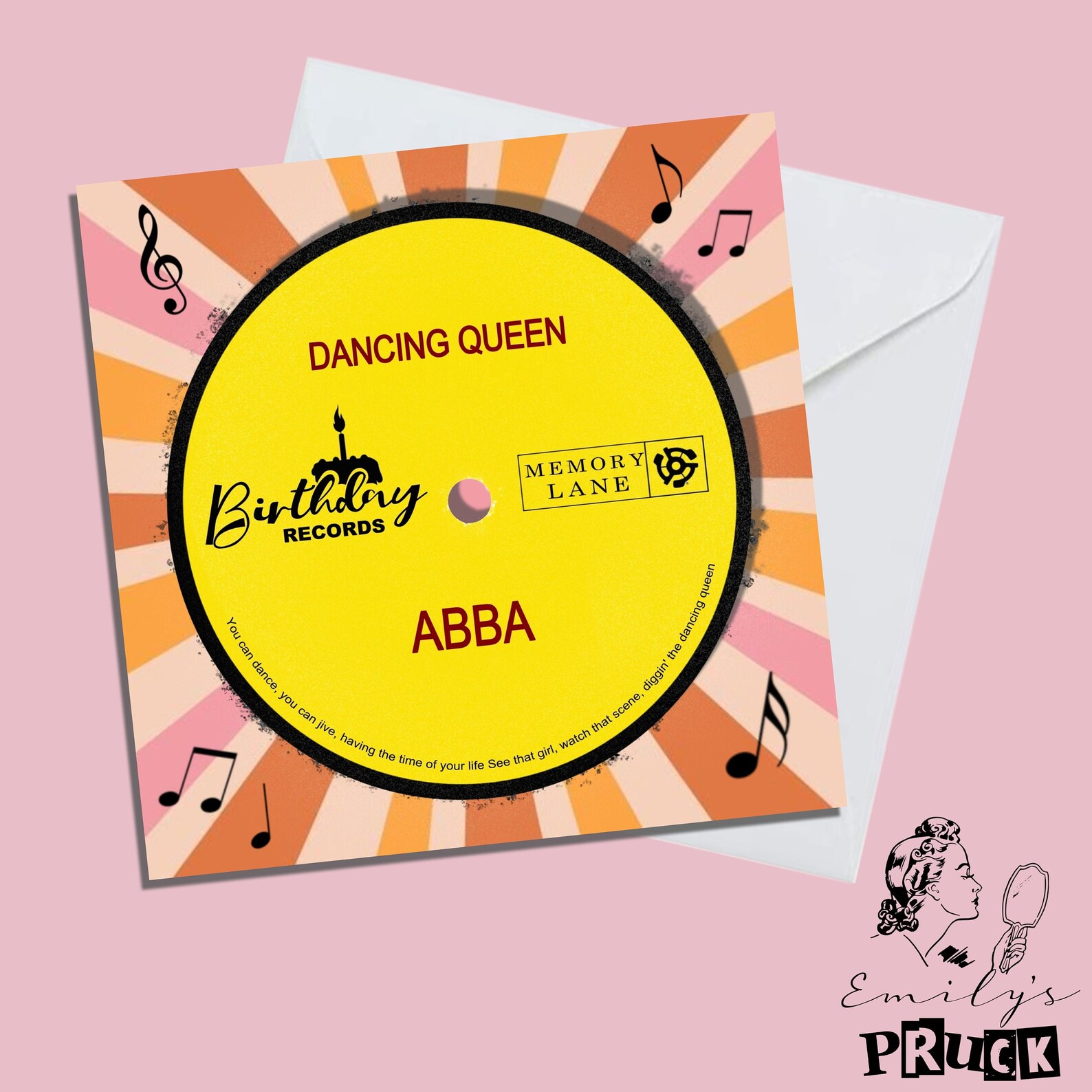 Abba Dancing Queen Record Birthday Card / Retro Music Vinyl Etsy