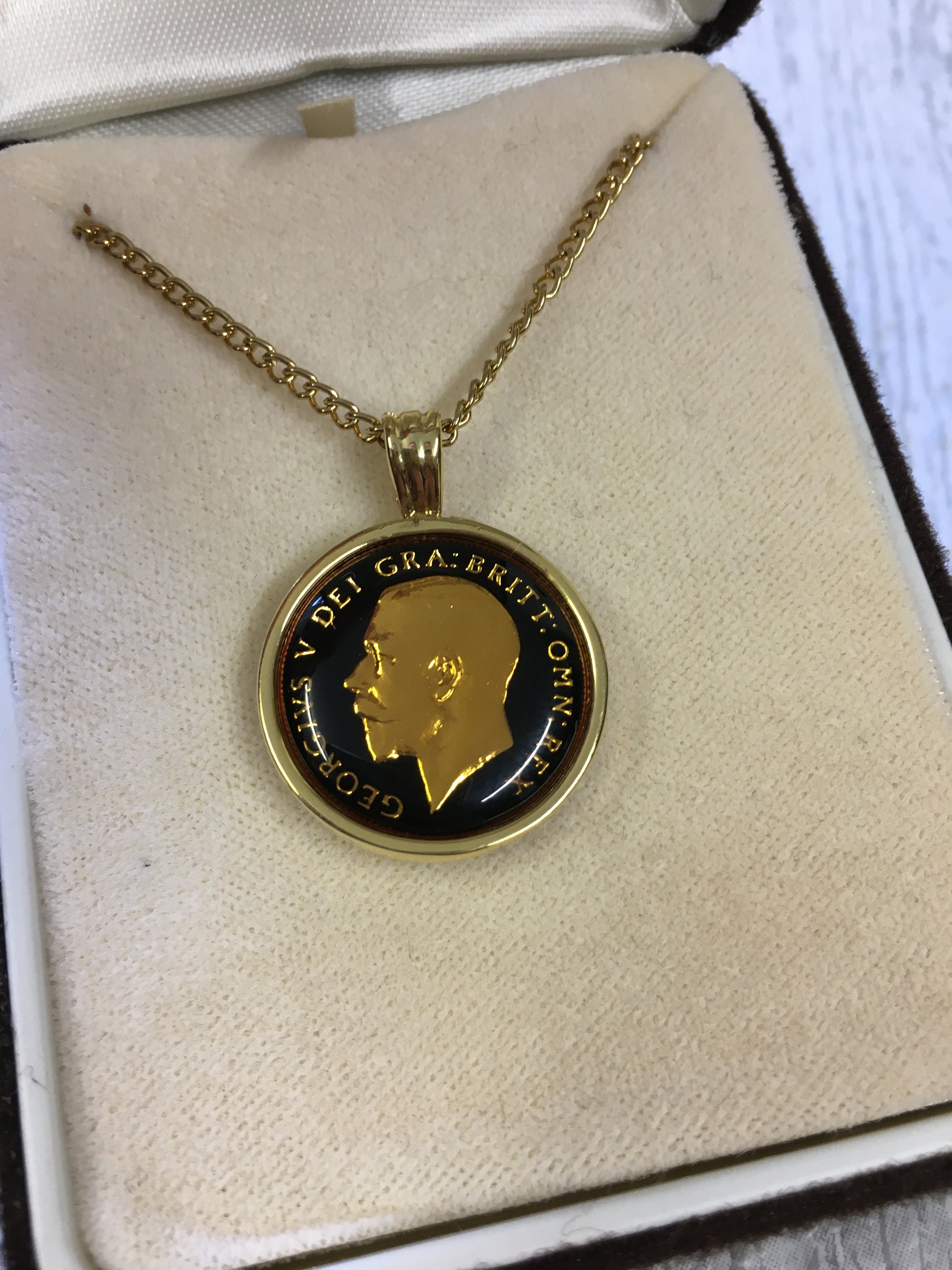 1922 George V Sixpence Enamelled British Coin Necklace
