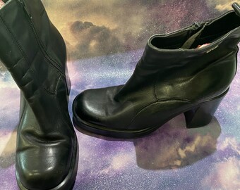90s black platform boots