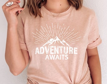 Adventure Awaits Shirt, Hiking Shirt, Mountains Shirt, Hike Shirt, Adventure Shirt, Mountain Shirt, Trendy Tee, Camping Shirts