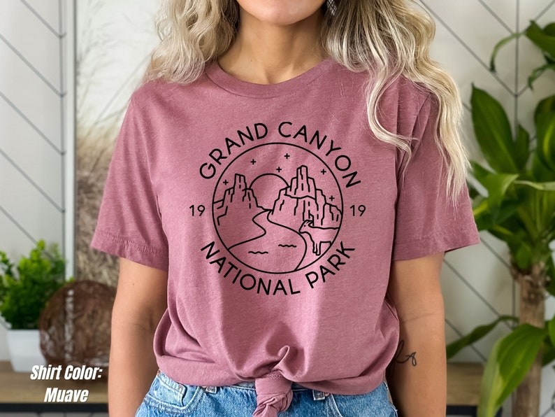 Parc national du Grand Canyon, chemise du Grand Canyon, chemise de voyage, t-shirt du parc national, chemise de montagne, chemise du Grand Canyon, cadeaux du parc national image 1