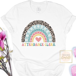 Attendance Clerk Shirt, Attendance Team Shirt Retro Rainbow, Attendance Secretary Tshirt, School Secretary Shirt, Attendance Officer Shirt