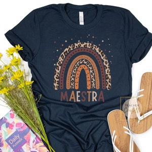 Maestra Shirt, Bilingual Teacher Shirts, Maestra Bilingue Shirt, Spanish Teacher T Shirt, Leopard Rainbow Maestra T Shirt, Regalo Maestra