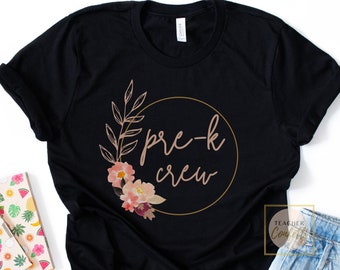Camisa de maestro de prek / Camisa de tripulación de Prek / Camisas florales de maestro / Camisas de maestro de prek / Camisa de prek para maestro / Camiseta de maestro de equipo