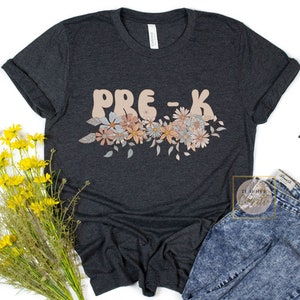 Retro Pre-K Teacher T Shirt, Pre K T Shirt, PreK Teacher Shirt Retro , Grade Level T Shirts, Pre K Crew Tshirt, Floral Pre K Squad Shirt