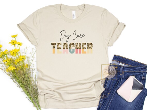 Daycare Teacher Shirts / Teacher Leopard Shirt / Day Care Crew Tshirt / Teacher Leopard and Boho T Shirt / Daycare Provider Shirt