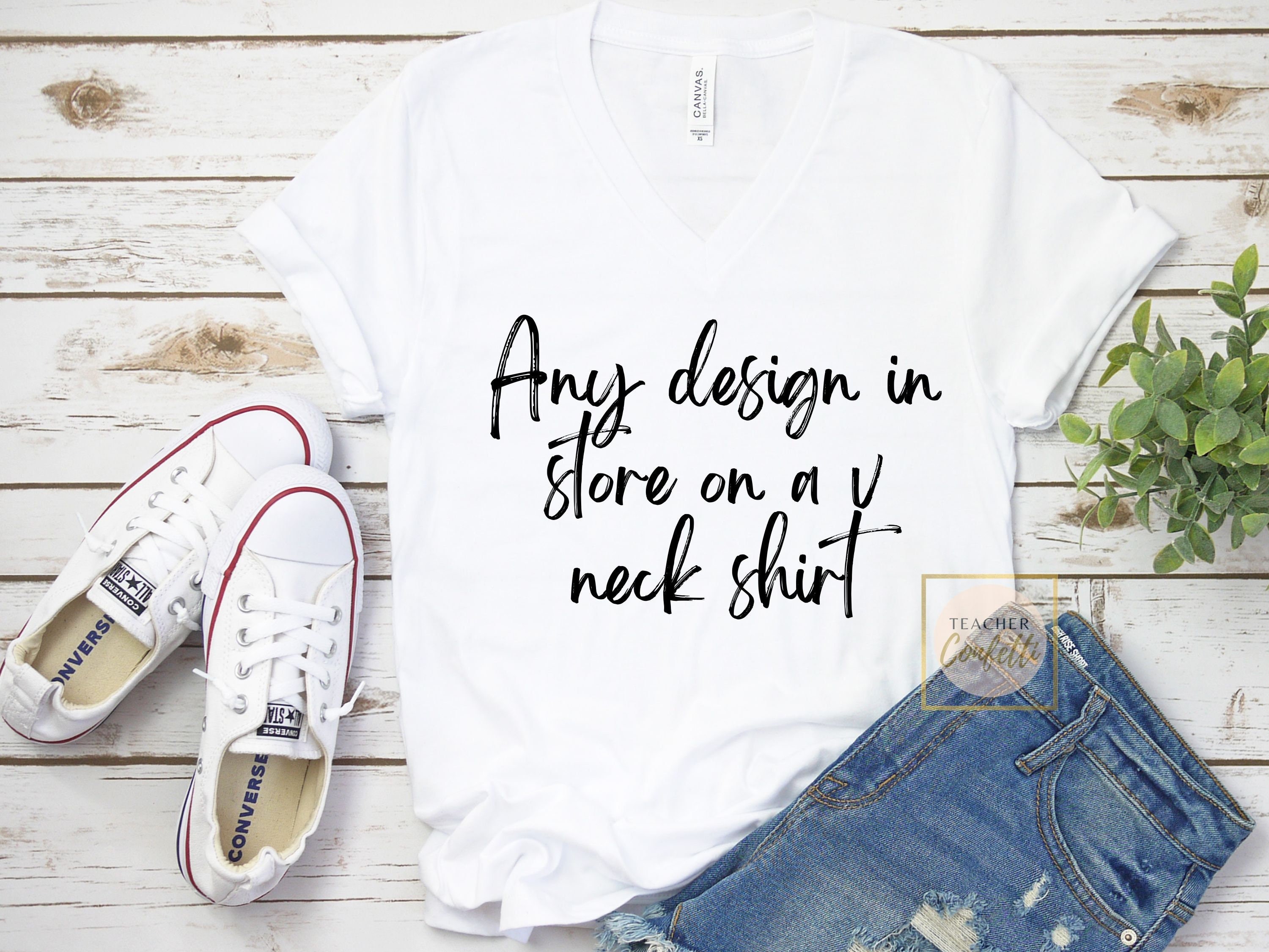 Custom Teacher V Neck Shirt, Personalized V Neck TShirt, Customized Teacher V-Neck T Shirt, V Neck Teacher Shirt, Add any store design