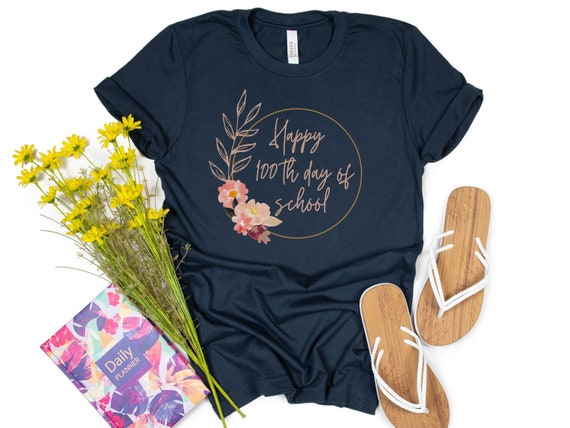Happy 100 Days Floral Teacher Shirt / 100 Days of School Shirt Teacher / 100th Day of School Shirt / 100 Days Of School For Teacher
