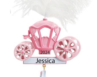 Fairy Ornament Personalized Princess Christmas Ornament 2025 Custom Princess Carriage Ornament, Cinderella Ornament Princess Gifts for Girls