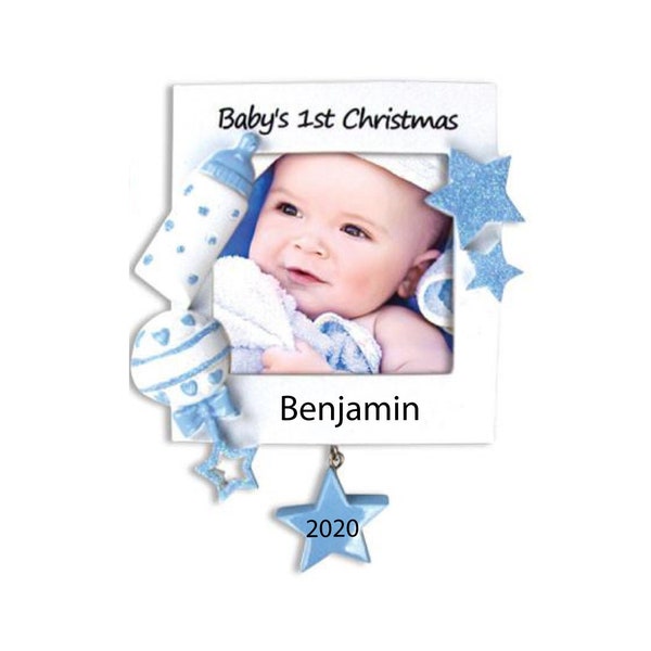Baby's First Christmas Picture Frame Christmas Ornament 2023, Personalized Baby Boy Ornament Baby Girl Ornament, Custom Photo Frame Ornament