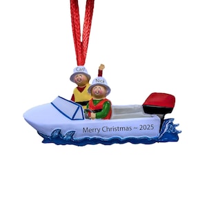 Boat Christmas Ornament Personalized 2025 Couples Boating Ornament Custom Family of 2 Pantoon Gifts Lake Life, Boat Gifts, Ocean Ornament