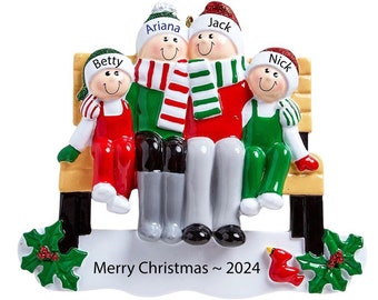 Family of 4 Christmas Ornament Personalized 2025 Custom Family Christmas Ornaments for Family Name Ornament Outdoor Ornament Family of Four