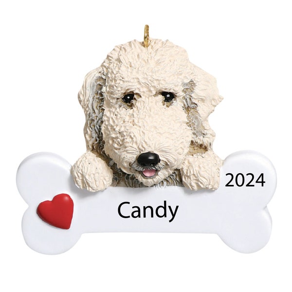 Labradoodle Christmas Ornament Personalized 2023 Gifts Dogs First Christmas Ornament Custom Dog Ornament Personalize Pet Ornament Dog Bone