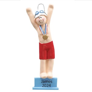 Swimmer Ornament Personalized Swimming Christmas Ornament 2025 Custom Boy Swimmer Gifts Swimming Gifts, Swim Ornaments for Boys Gold Medal