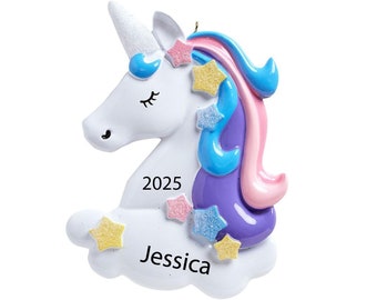 Unicorn Ornament Personalized Kids Christmas Ornaments for Girls 2025 Custom Cute Horse Ornament, Fairy Ornament Unicorn Gifts for Princess