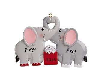 Elephant Couples Ornament 2025 Personalize Christmas Ornaments for Couples Custom Couples First Christmas Ornament Elephant Couple Figurine
