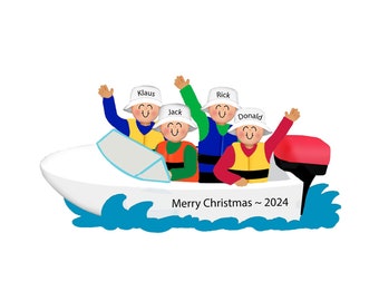 Boat Christmas Ornament Personalized 2025 Family of 4 Boating Ornament Custom Pantoon Gifts Lake Life Gifts, Boat Gifts, Ocean Ornament