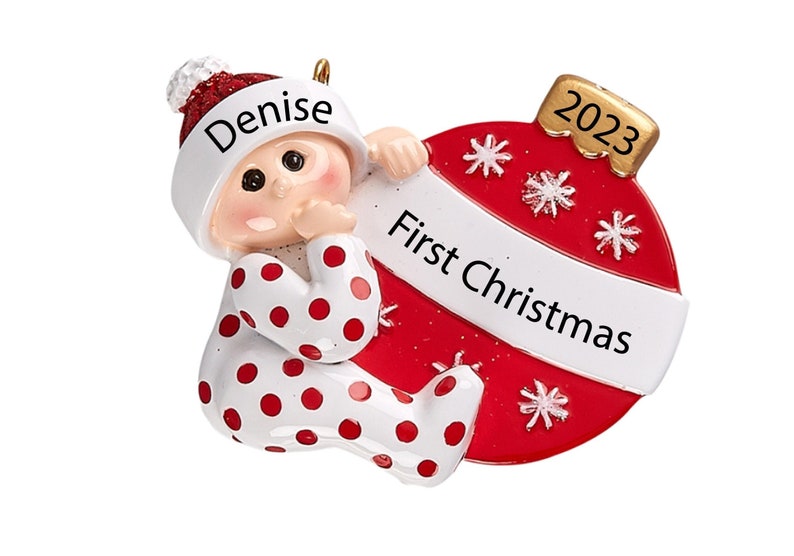 Babys First Christmas Ornament 2024 Personalized Baby Boy Girl First