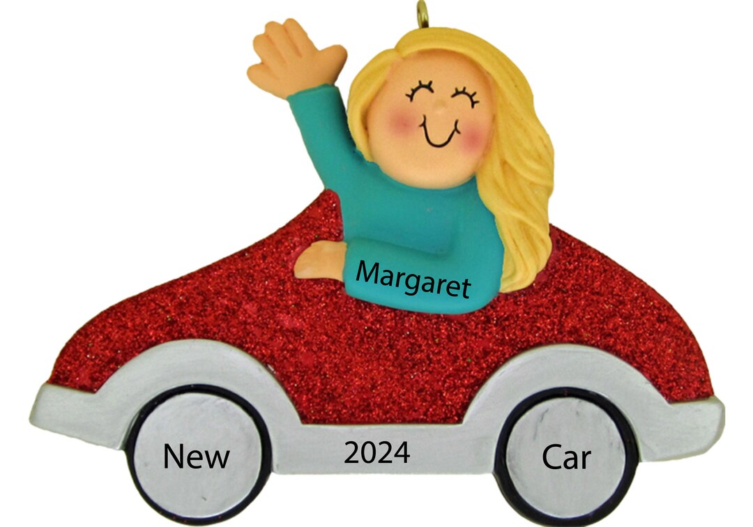 Personalized My New Car Ornament, Red Car Ornament, Red Car Decor