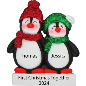 Personalized Penguin Couples Ornament First Christmas Together Ornament Custom Anniversary Gifts for Couples 2025 Our First Year Together