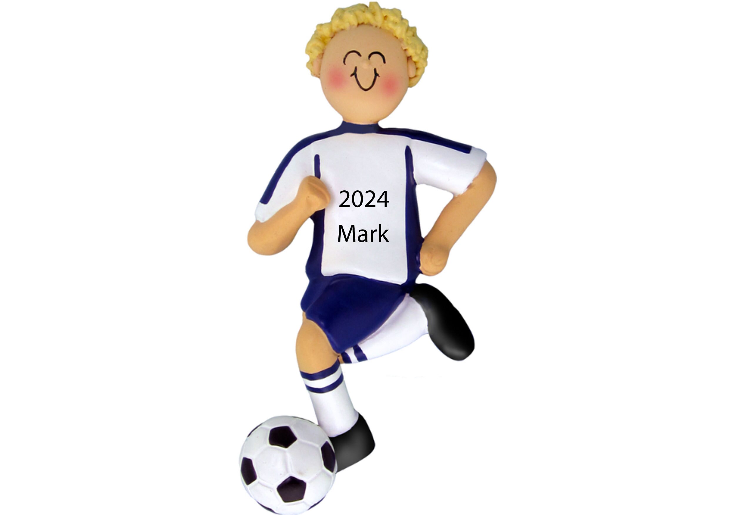 Boy Soccer Ornament Personalized Soccer Player Christmas Ornament 2025 Soccer Gifts for Girls, Soccer Coach, Soccer Mom, Soccer Team- Blue