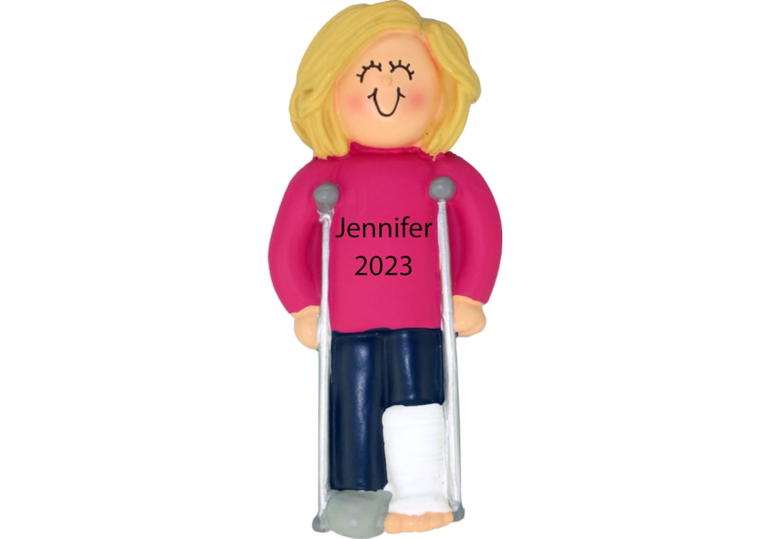 Broken Leg Ornament, Personalized Crutches Ornament, Gifts for Woman, Orthopedic Knee, Surgeon