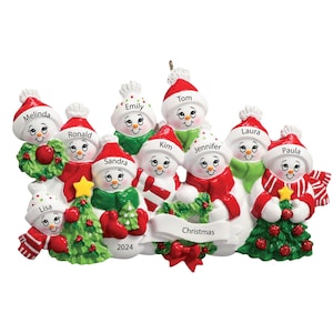 Family Christmas Ornaments Personalized 2025 Custom Family of 10 Ornament Snowman Family of Ten Ornament Grandkids Ornament Grandchildren