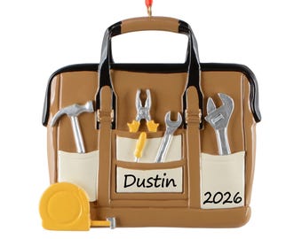 Handyman Tools Ornament Personalized 2026, Tool Bag Christmas Gift for Carpenter Contractor DIY Dad Grandpa Husband, Home Repair Keepsake