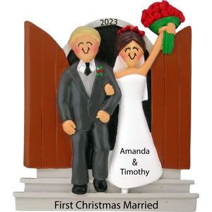 Bride and Groom Ornament Personalized Wedding Christmas Ornament 2025 Custom Wedding Dress Ornament, Wedding Altar Ornament, Just Married