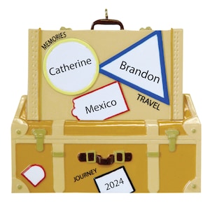 Suitcase Christmas Ornaments Personalized 2023 Family Travel Ornament Vacation Ornament Gifts For World Travelers Ornament Journey Ornament