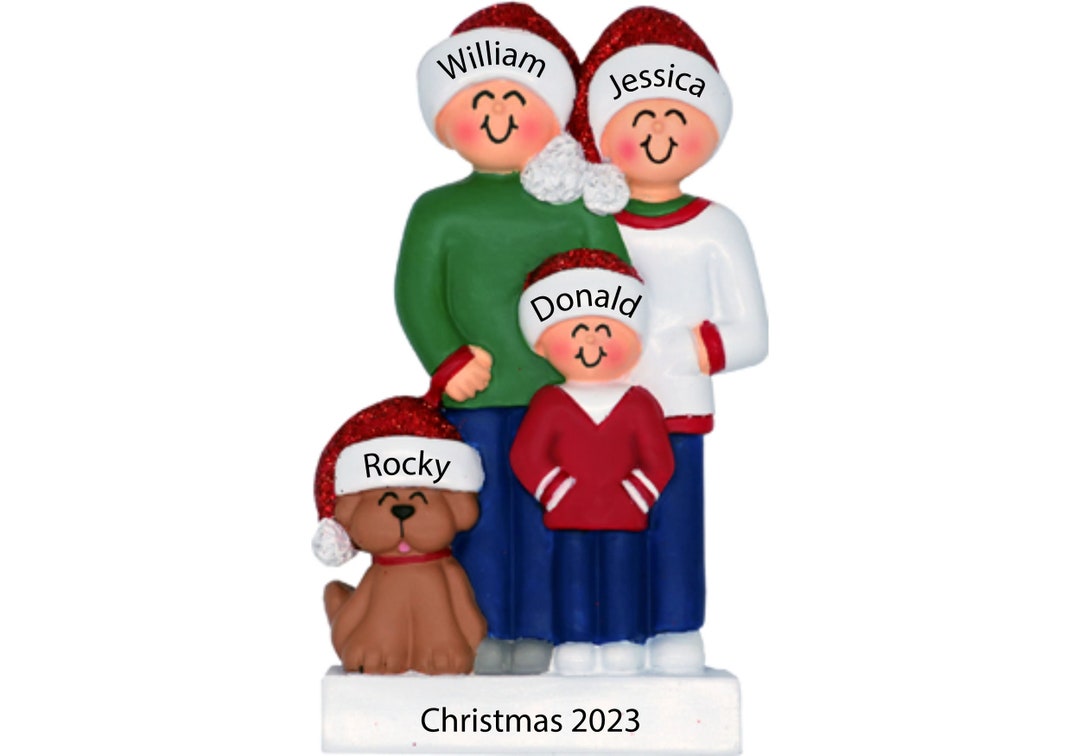 Personalized Family of 3 Christmas Ornament With Dog, Custom Dog Owner ...