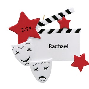 Theater Christmas Ornament Personalized 2025 Musical Theater Gifts Comedy Tragedy Masks Filmmaking Gifts Movie Ornament Drama Ornament