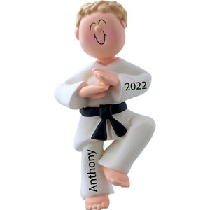Personalized Karate Boy Ornament, Taekwondo Gift for Him, Custom Karate Gifts For Boys Kid 2023 Ornament, Martial Art Kickboxing / Ju Jitsu