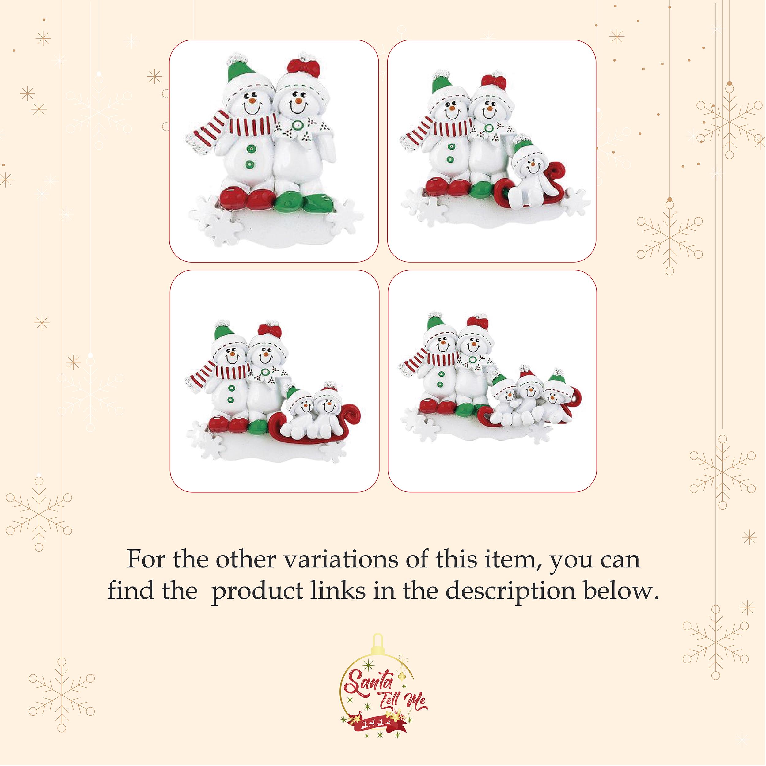 Christma Snowman Family of 5 Ornament Personalized Family Ornament 2025 ...