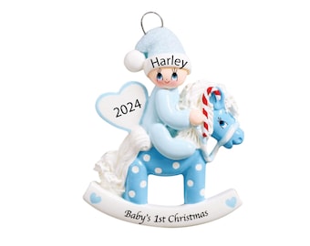 Boy Babys First Christmas Ornament 2026 Personalized Babys 1st Christmas Ornament Custom My First Christmas Ornament, Rocking Horse Ornament