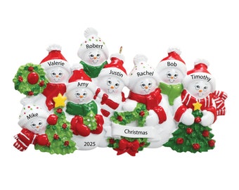 Family Christmas Ornaments Personalized 2023 Custom Family of 8 Ornament Snowman Family of Eight Ornament Grandkids Ornament Grandchildren