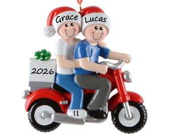 Motorcycle Couple Ornament Personalized 2026, Scooter Riding Couple Christmas Gift for Husband Wife Boyfriend Girlfriend, Biker Keepsake