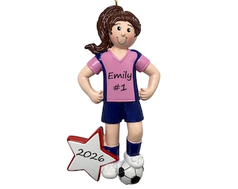 Girls Soccer Ornament Personalized 2026, Soccer Player Christmas Gift for Girls Teens, Youth Soccer Keepsake for Daughter Granddaughter