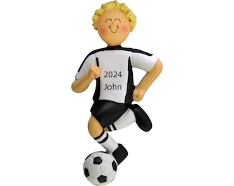 Boy Soccer Ornament Personalized Soccer Player Christmas Ornament 2025 Soccer Gifts for Girls, Soccer Coach, Soccer Mom, Soccer Team- Black