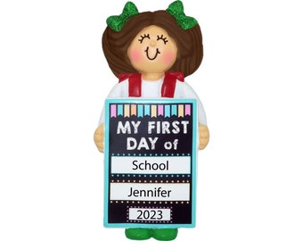 First Day of School Ornament Personalized Kindergarten Ornament 1st First Day of Preschool Sign Ornament 2025 School Girl Ornament 1st Grade