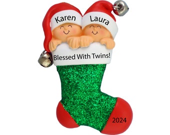 Twins First Christmas Ornament Personalized Twin Ornament 2026 Custom Twins Ornament, Twin Boys Ornament, Twin Girl Ornament Twin Mom Gifts