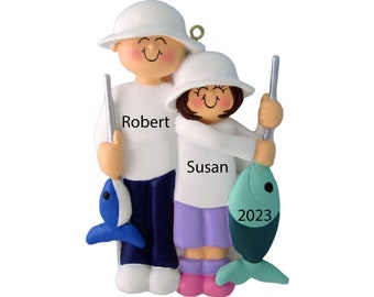 Fishing Ornament Personalized Fishing Christmas Ornaments, Fishing Couple Ornament Fishing Gifts for Dad, Personalized Fishing Gifts for Men