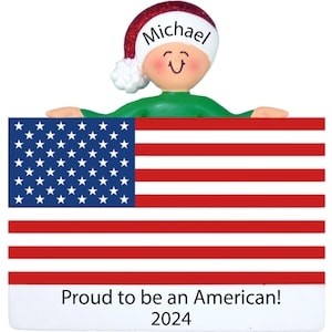 American Flag Ornament, Personalized Citizenship Gifts for Veterans, Patriotic Ornaments, Patriotic Decor, 4th of July Gifts, USA Ornament