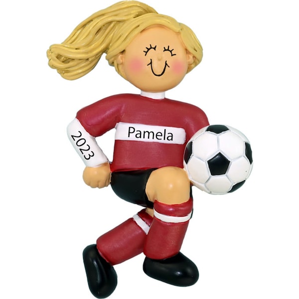 Soccer Ornament, Soccer Coach Gift, Soccer Gifts, Soccer Girl, Sports Ornaments, Gift For Soccer Girl, Red Soccer Jersey, 2023 Ornament