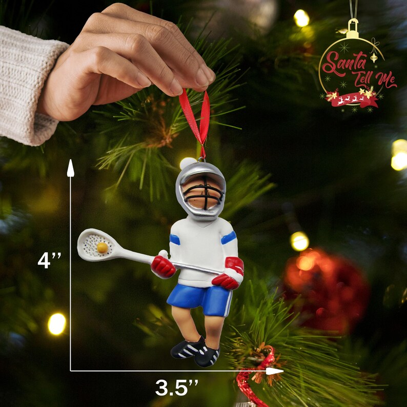 Custom Lacrosse Ornament, Lacrosse Stick Christmas Ornament, Lacrosse Gifts, Lacrosse, Sports Ornaments, Gift For Him, Girls Lacrosse Gift afbeelding 3