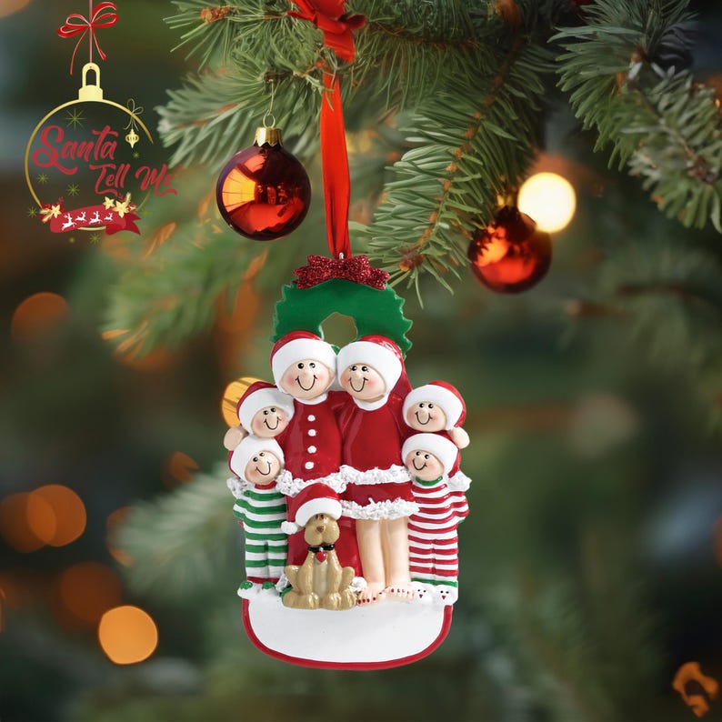 Family Ornament With Dog Personalized Family Christmas Ornament With ...