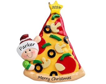 Pizza Ornament Personalized 2026, Pizza Slice Christmas Ornament, Funny Pizza Lover Gift, Foodie Keepsake for Pizza Chef Cook Kids Teens