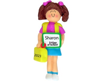 Kindergarten Ornament Personalized First Day of School Ornament 2025 Custom Preschool Ornament, PreK Ornament, Grade ornament - School Girl